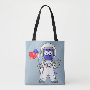 Parasaurolophus Astronaut Holding American Flagga. Tygkasse