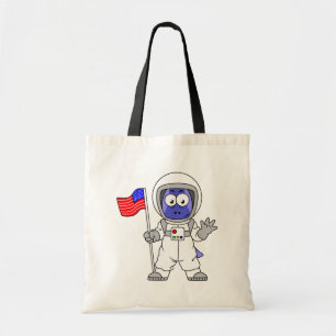 Parasaurolophus Astronaut Holding American Flagga. Tygkasse
