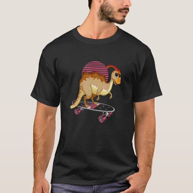 Parasaurolophus Dinosaur Desing for Skaterboad T Shirt (Framsida)