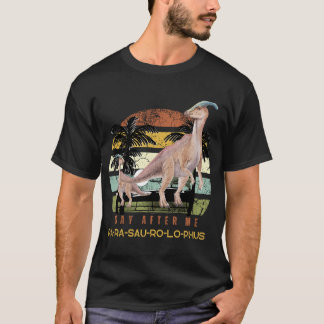Parasaurolophus Dinosaur Retro Vintage Sunset T Shirt