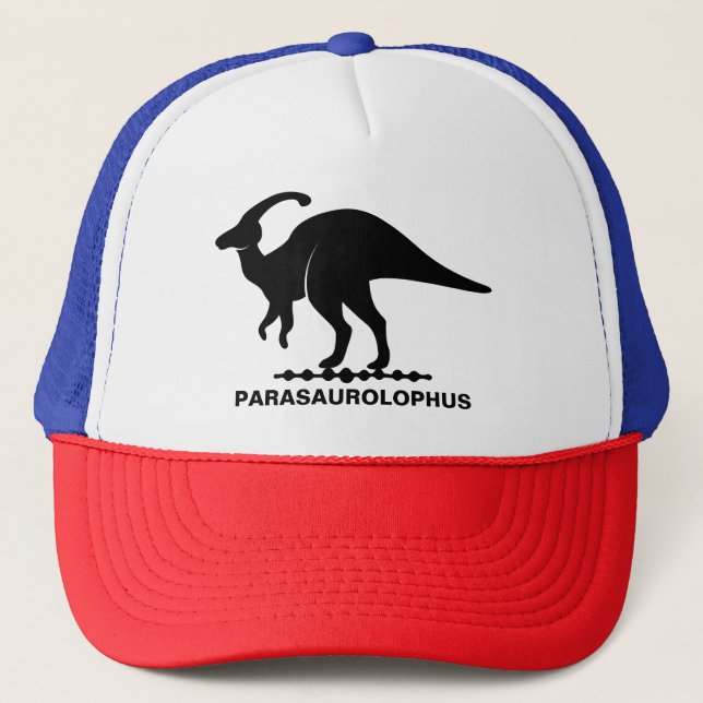 Parasaurolophus Dinosaur Silhuett Truckerhatt Keps (Framsida)