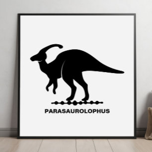 Parasaurolophus dinosaur siluett poster