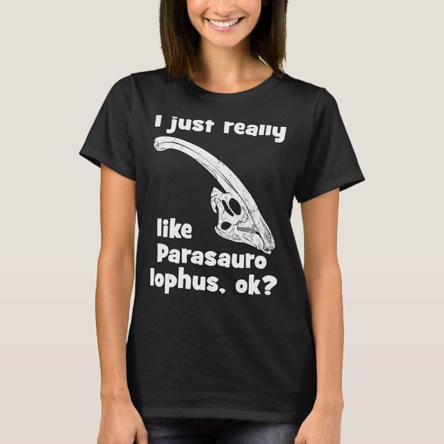 Parasaurolophus Head Fossil Skulliga ben T Shirt (Framsida)