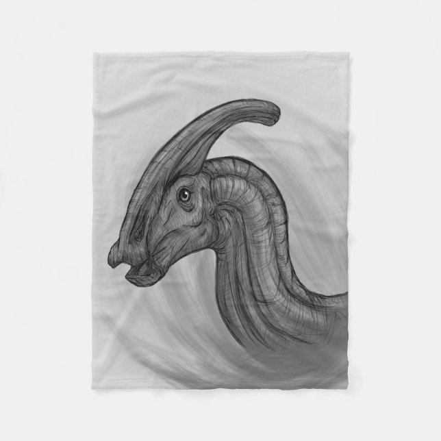 Parasaurolophus Sketch Fleecefilt (Framsidan)
