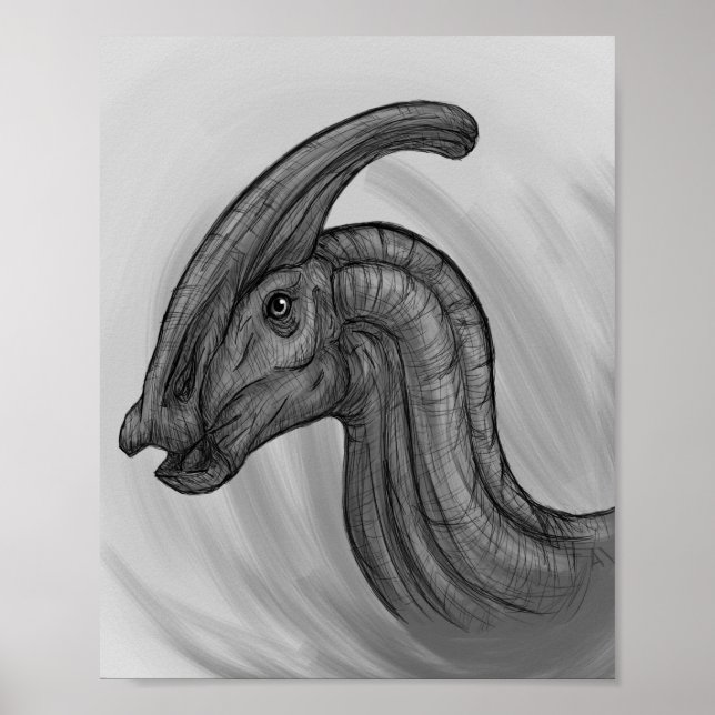 Parasaurolophus Sketch Poster (Framsidan)