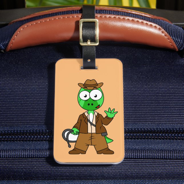 Parasaurolophus var indiana Jones. Bagagebricka (Framsida Insitu 2)