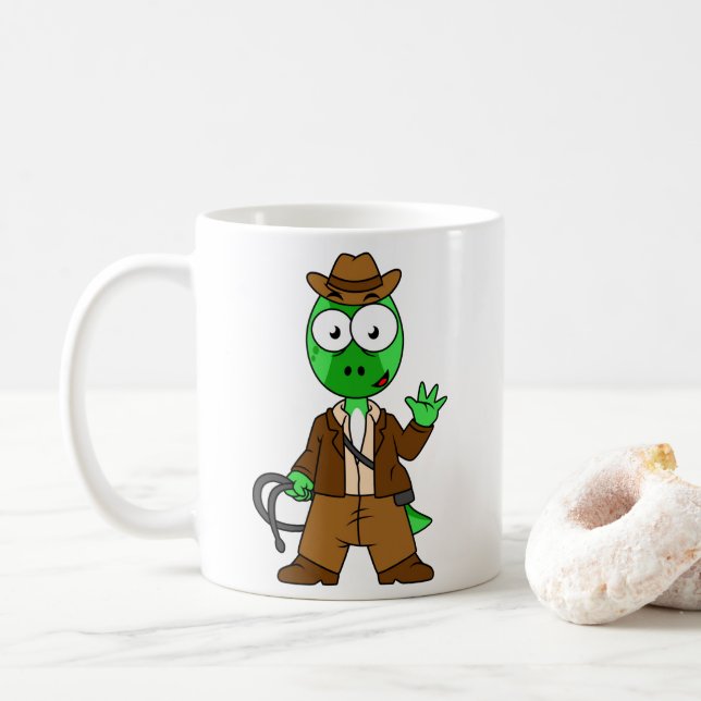 Parasaurolophus var indiana Jones. Kaffemugg (Med munk)