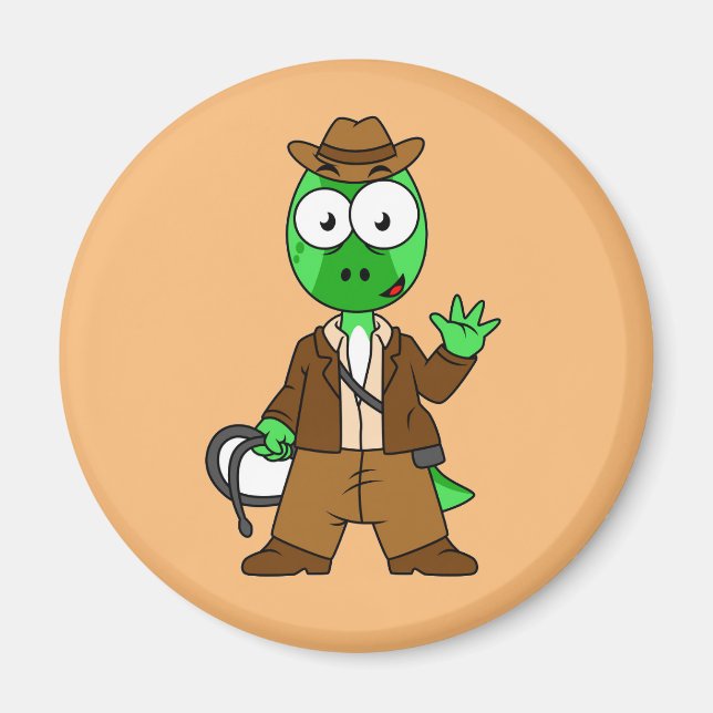 Parasaurolophus var indiana Jones. Magnet (Framsidan)