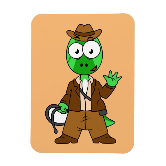 Parasaurolophus var indiana Jones. Magnet (Vertikal)