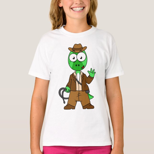 Parasaurolophus var indiana Jones. T Shirt (Framsida)