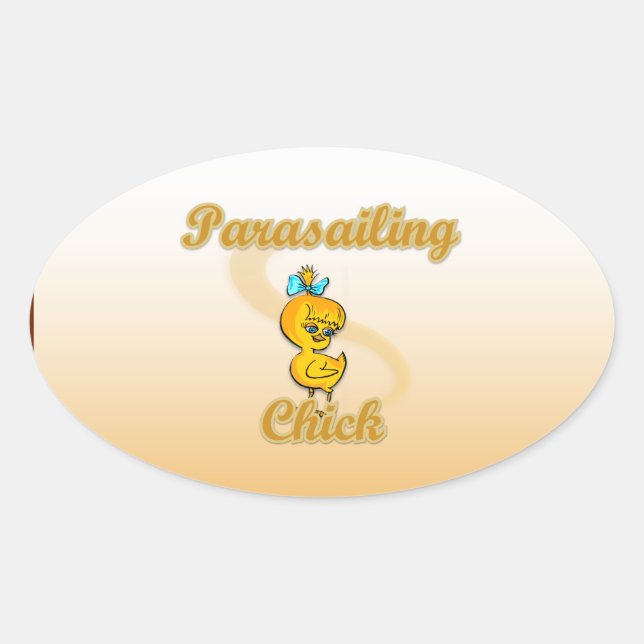 Paraserande Chick Ovalt Klistermärke (Framsida)