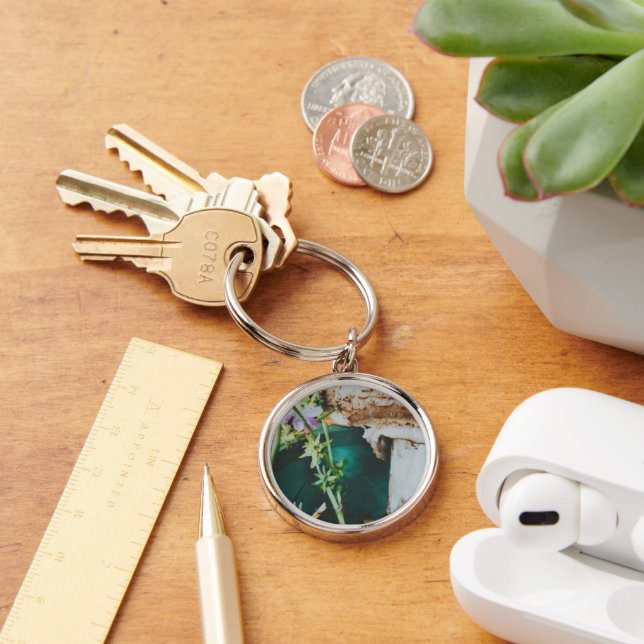 Parasol mushroom, Swedish Archipelago, Sweden Rund Silverfärgad Nyckelring (Skrivbord)
