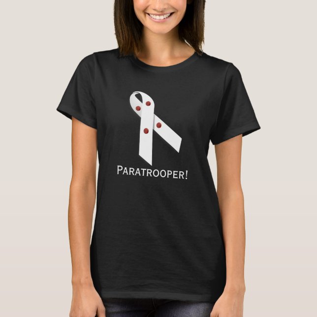 Parathyroid Paratrooper White Ribbon T Shirt (Framsida)