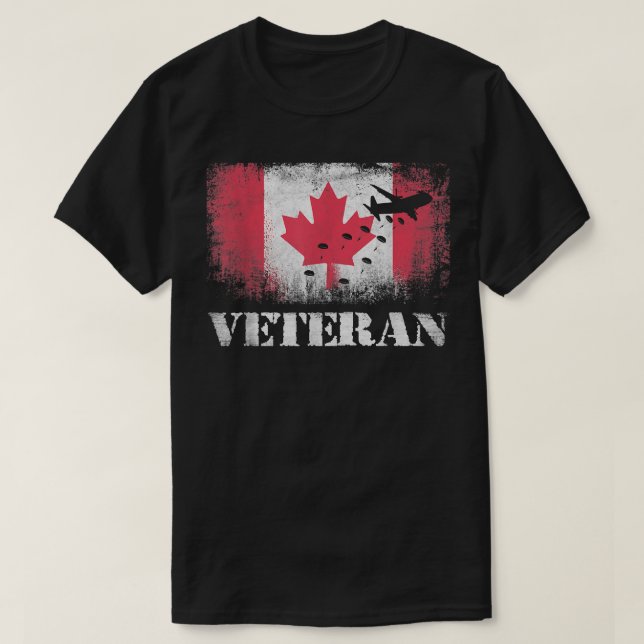 Paratrooper Veteran Canada Flagga Airborne T Shirt (Design framsida)