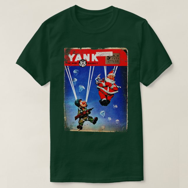 Paratroops Jultomten och Yank Magazine 1943 WWII T Shirt (Design framsida)