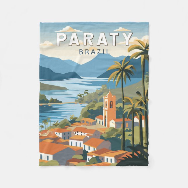 Paraty Brazil Travel Art Vintage Fleecefilt (Framsidan)