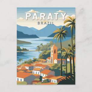 Paraty Brazil Travel Art Vintage Vykort