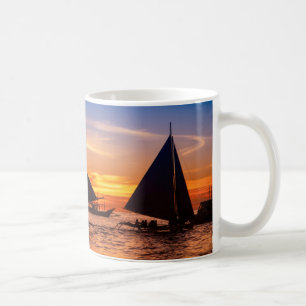 Paraw segling på solnedgången Philippines Kaffemugg