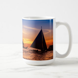 Paraw segling på solnedgången Philippines Kaffemugg