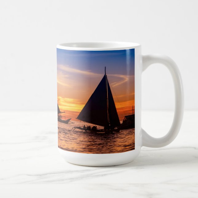Paraw segling på solnedgången |Philippines Kaffemugg (Höger)