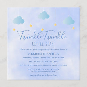 Parbabyfest Twinkle Twinkle Little Star Inbjudningar
