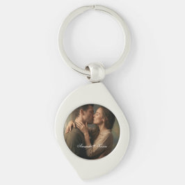 Parbild & Anpassat Namn Swirl Silverfärgad Nyckelring