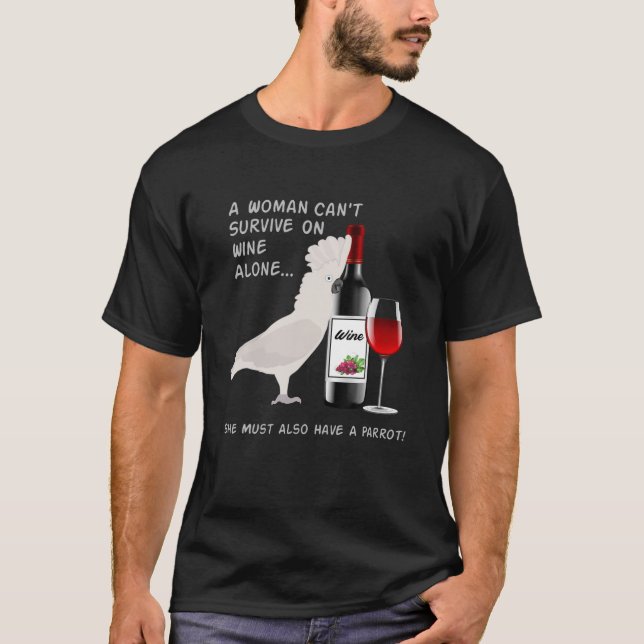 Parbrella Cockatoo Parrot Vin Loving Drinking T Shirt (Framsida)