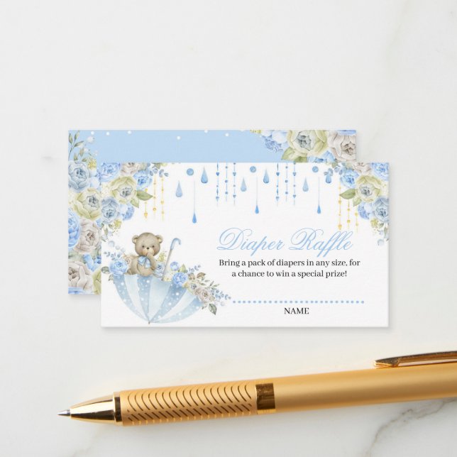 Parbrella Sprinkle Baby Nalle Diaper Raffle Tilläggskort (Fram/Back In Situ)