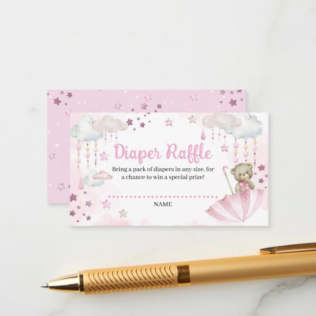 Parbrella Sprinkle Baby Nalle Diaper Raffle Tilläggskort (Fram/Back In Situ)