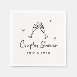 Parbröllop modern naturlig elegant handskriven pappersservett