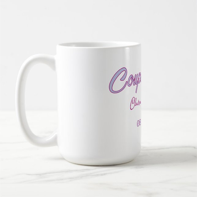 parbröllopsnamn datum grått trendigt enkelt rosa kaffemugg (Vänster)