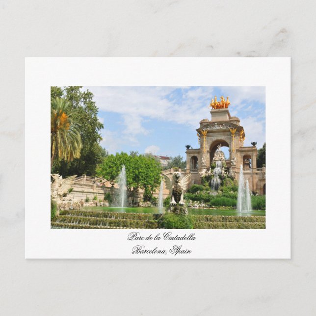 Parc de la Ciutadella i Barcelona Vykort (Framsida)