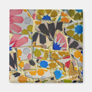 Parc Guell Ceramic Tiles i Barcelona Spanien Magnet