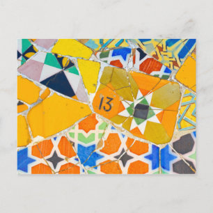 Parc Guell Ceramic Tiles i Barcelona Spanien Vykort