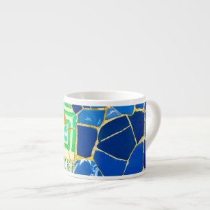 Parc Guell Grönt Tiles i Barcelona Spanien Espressomugg