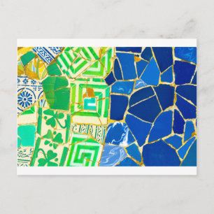 Parc Guell Grönt Tiles i Barcelona Spanien Vykort