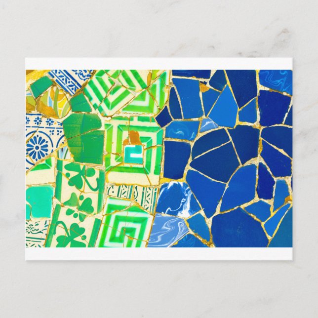 Parc Guell Grönt Tiles i Barcelona Spanien Vykort (Framsida)
