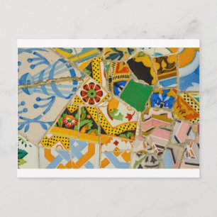 Parc Guell Gult Ceramic Tiles i Barcelona Spain Vykort