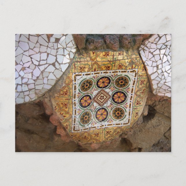 Parc Guell Gult Mosaic Vykort (Framsida)