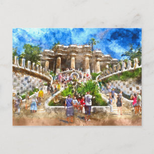 Parc Guell i Barcelona Spanien Vykort