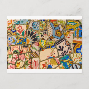 Parc Guell Tiles i Barcelona Spanien Vykort