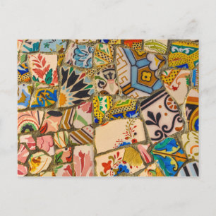Parc Guell Tiles i Barcelona Spanien Vykort