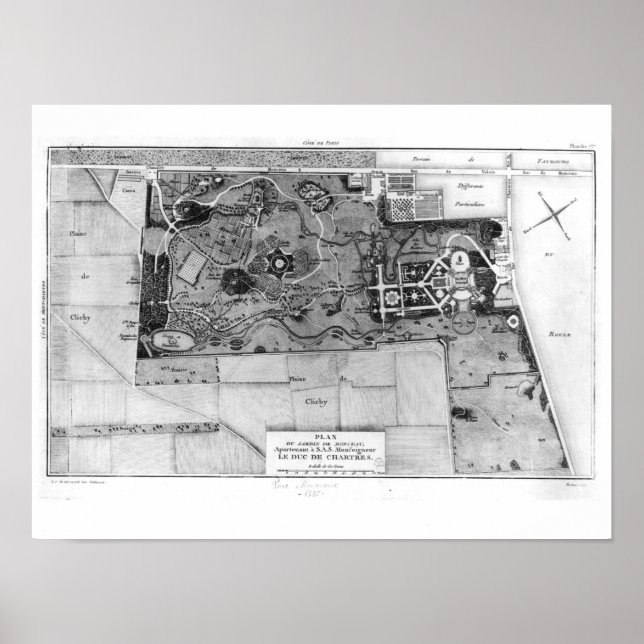 Parc Monceau-planen i Paris Poster (Framsidan)