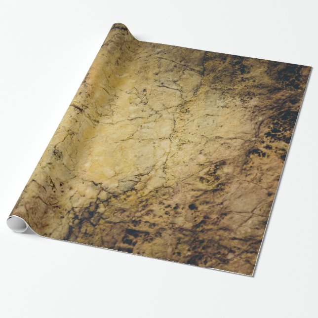 Parchment Guld och Brown Marble Presentpapper (Utrullad)