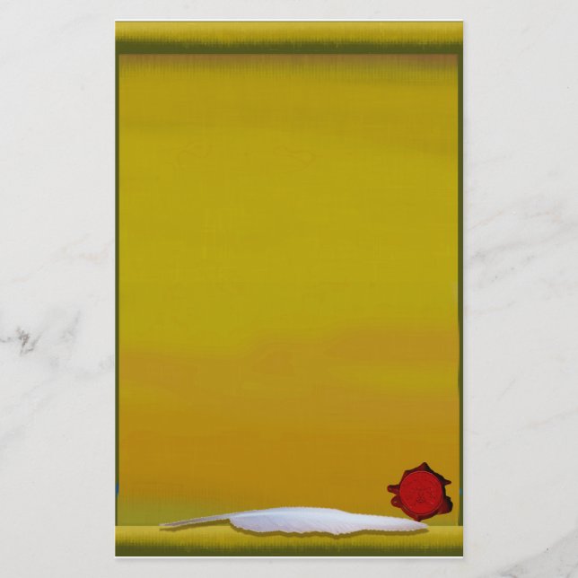 Parchment med quillen & den röda vaxdraken brevpapper (Framsida)