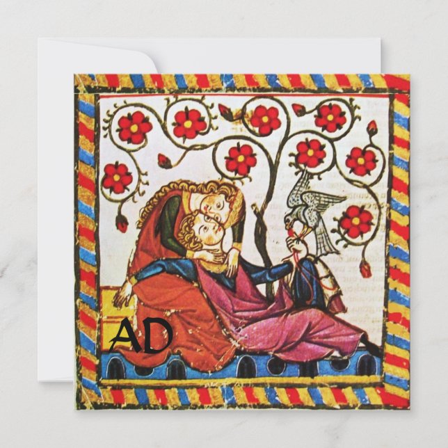 PARCHMENT MONOGRAM KÄRLEK BRÖLLOP INBJUDNINGAR (Framsida)