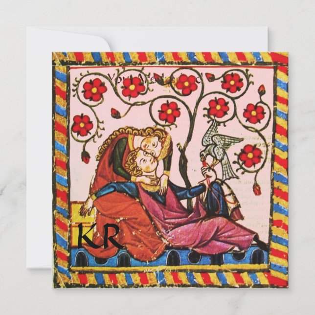 PARCHMENT MONOGRAM KÄRLEK BRÖLLOP INBJUDNINGAR (Framsida)
