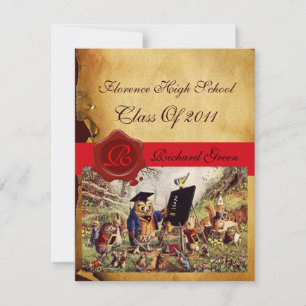 PARCHMENT VAX SEAL MONOGRAM FÖR TEACHER UGGLA STUD INBJUDNINGAR