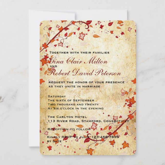 Parchment virvlar runt bröllop för inbjudningar (Framsida)