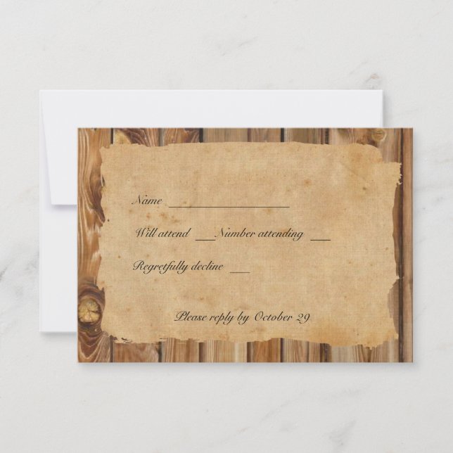 Parchment Wood Tattered Heart osa med kuvert Kort (Framsida)